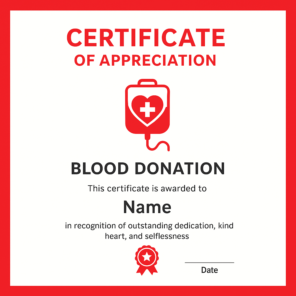 Blood donation certificate