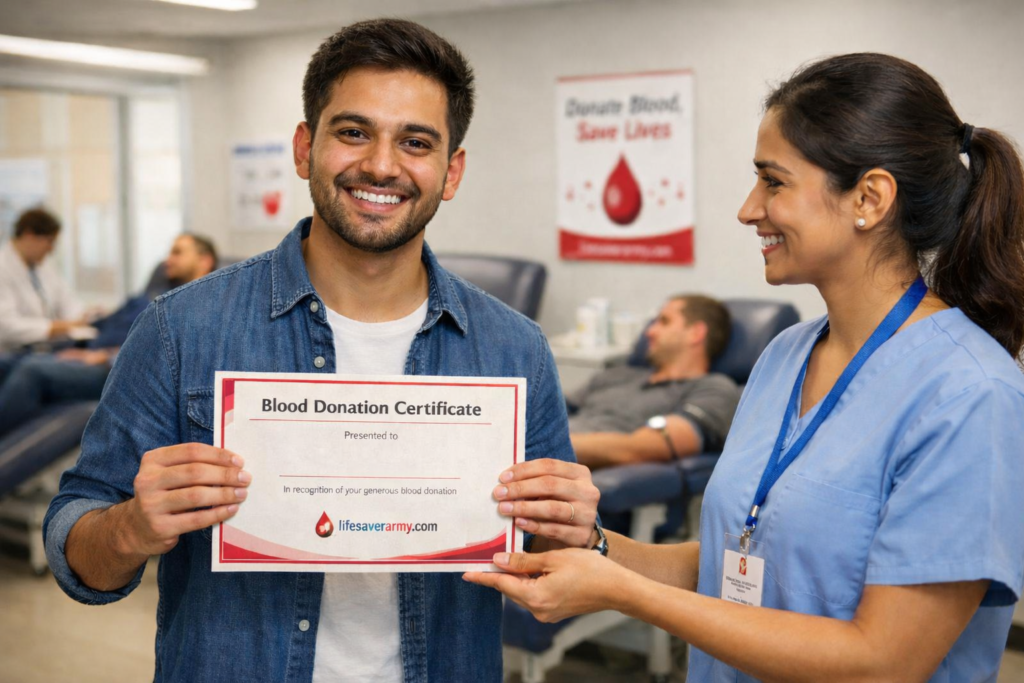   Blood donation certificate
